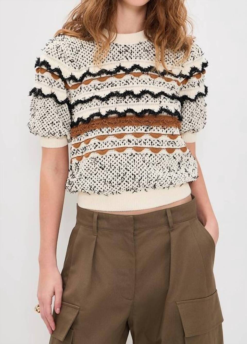 NEW ULLA JOHNSON andira knit top in scallop